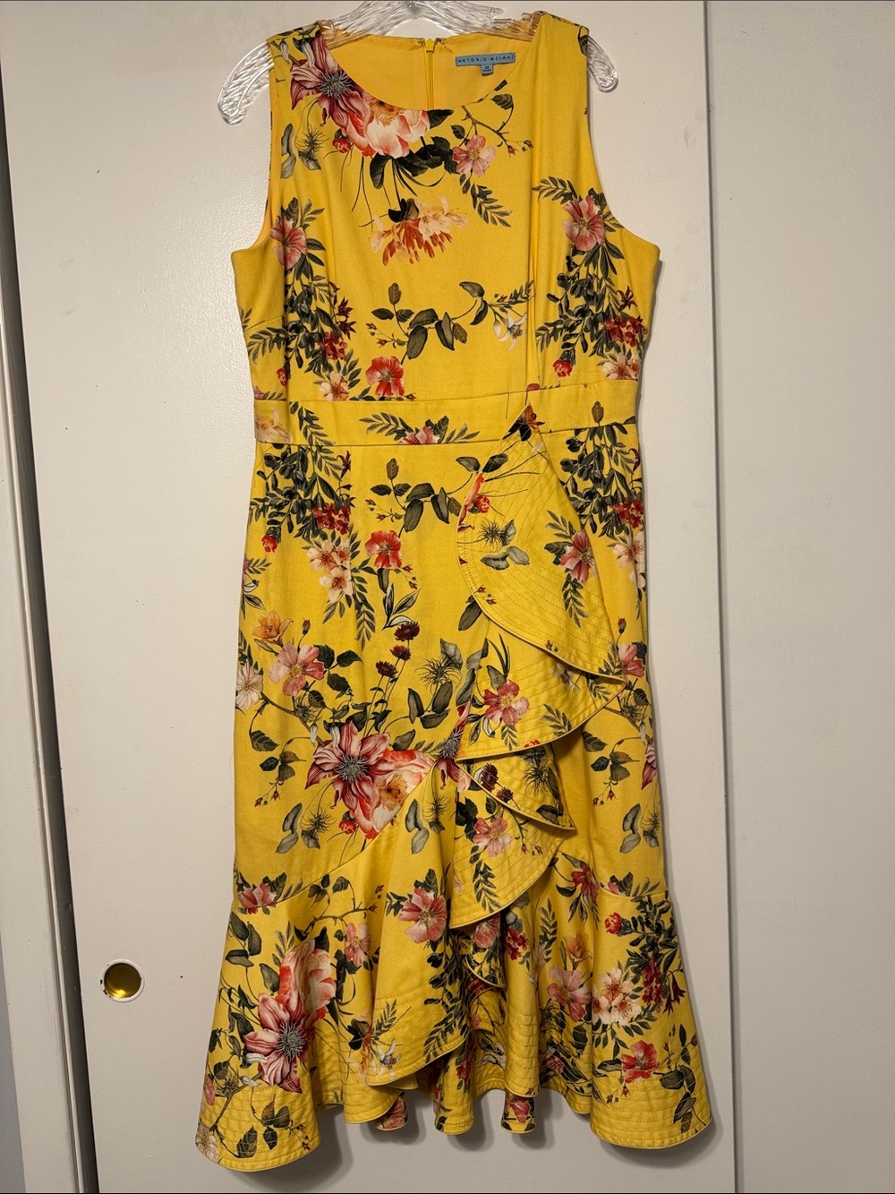 ANTONIO MELANI Yellow Floral Midi Dress